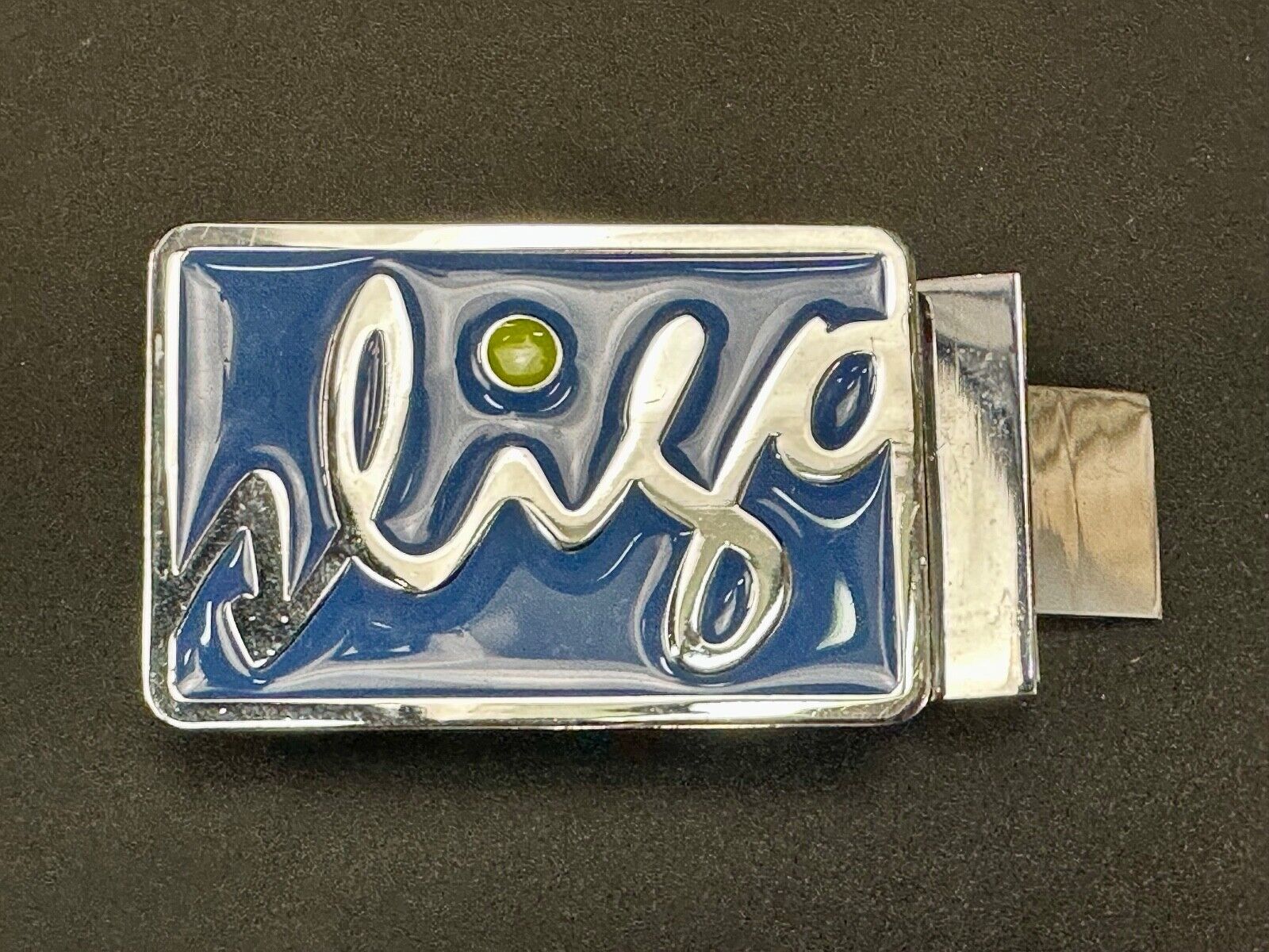 unknown to me!   Sligo Sugowear blue colored emblem or logo belt buckle
