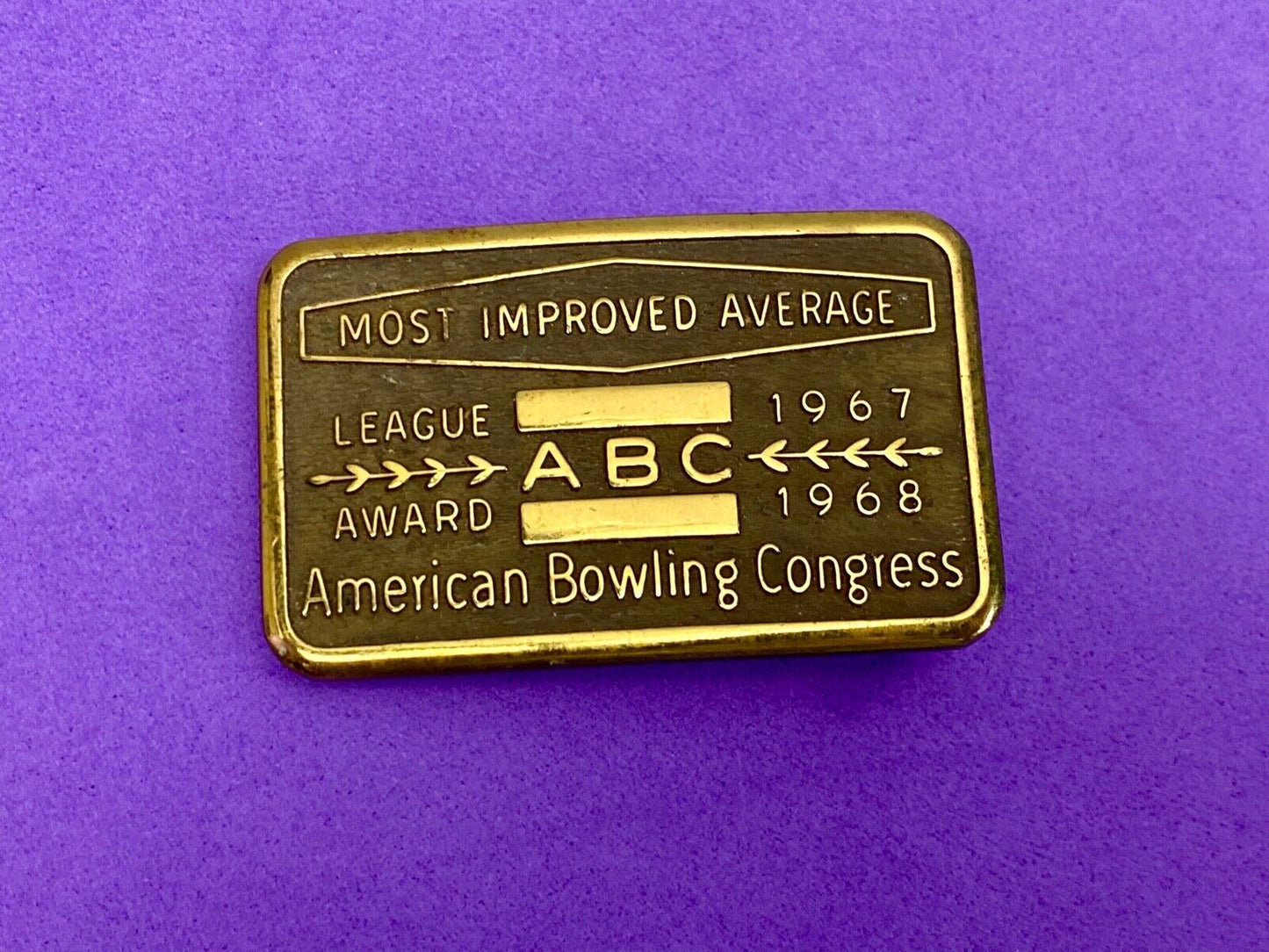 Abc Bowling Bowler's Blank Most Improved Average Award 1967  68 Belt Buckle