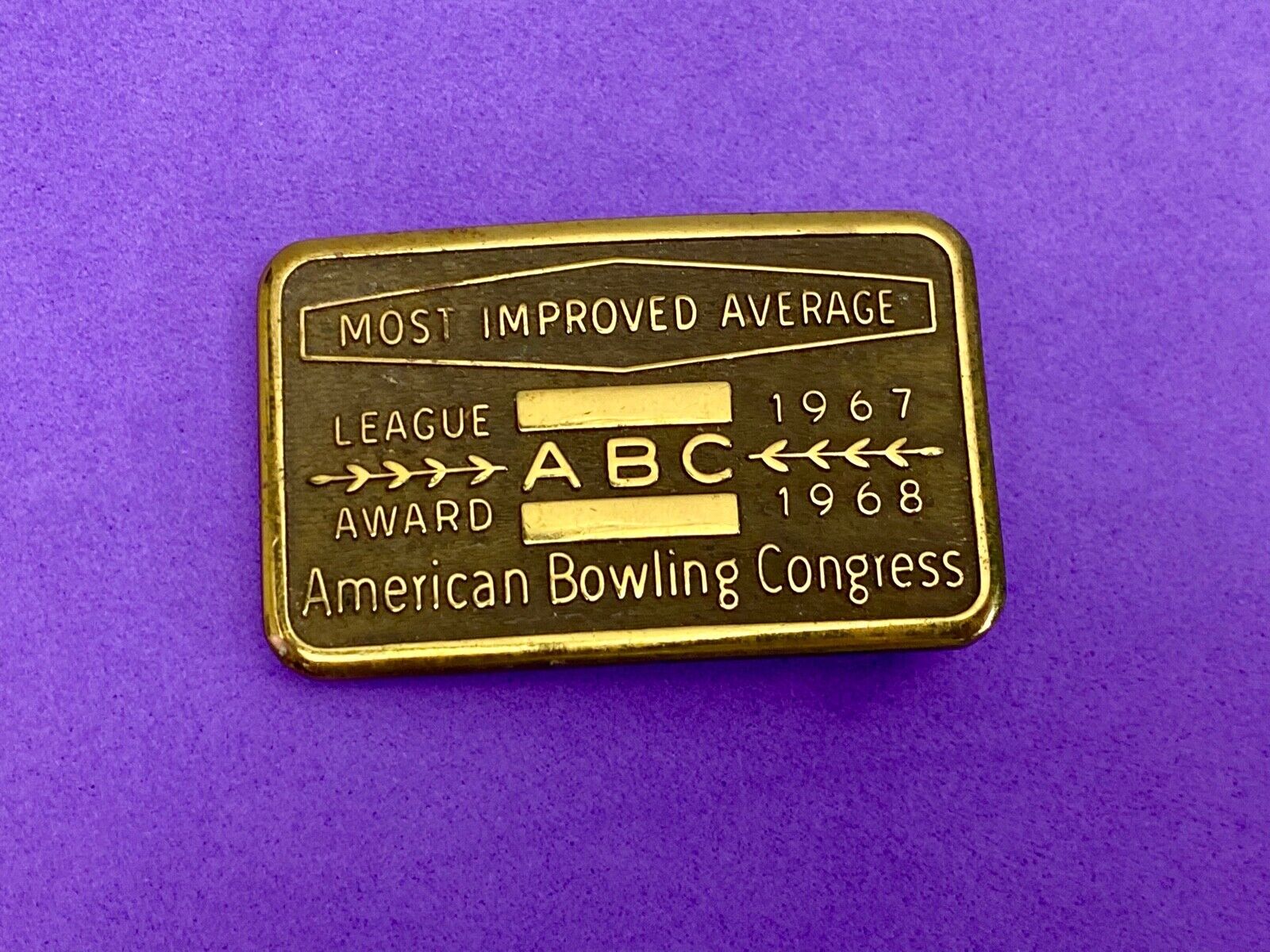 Abc Bowling Bowler's Blank Most Improved Average Award 1967  68 Belt Buckle