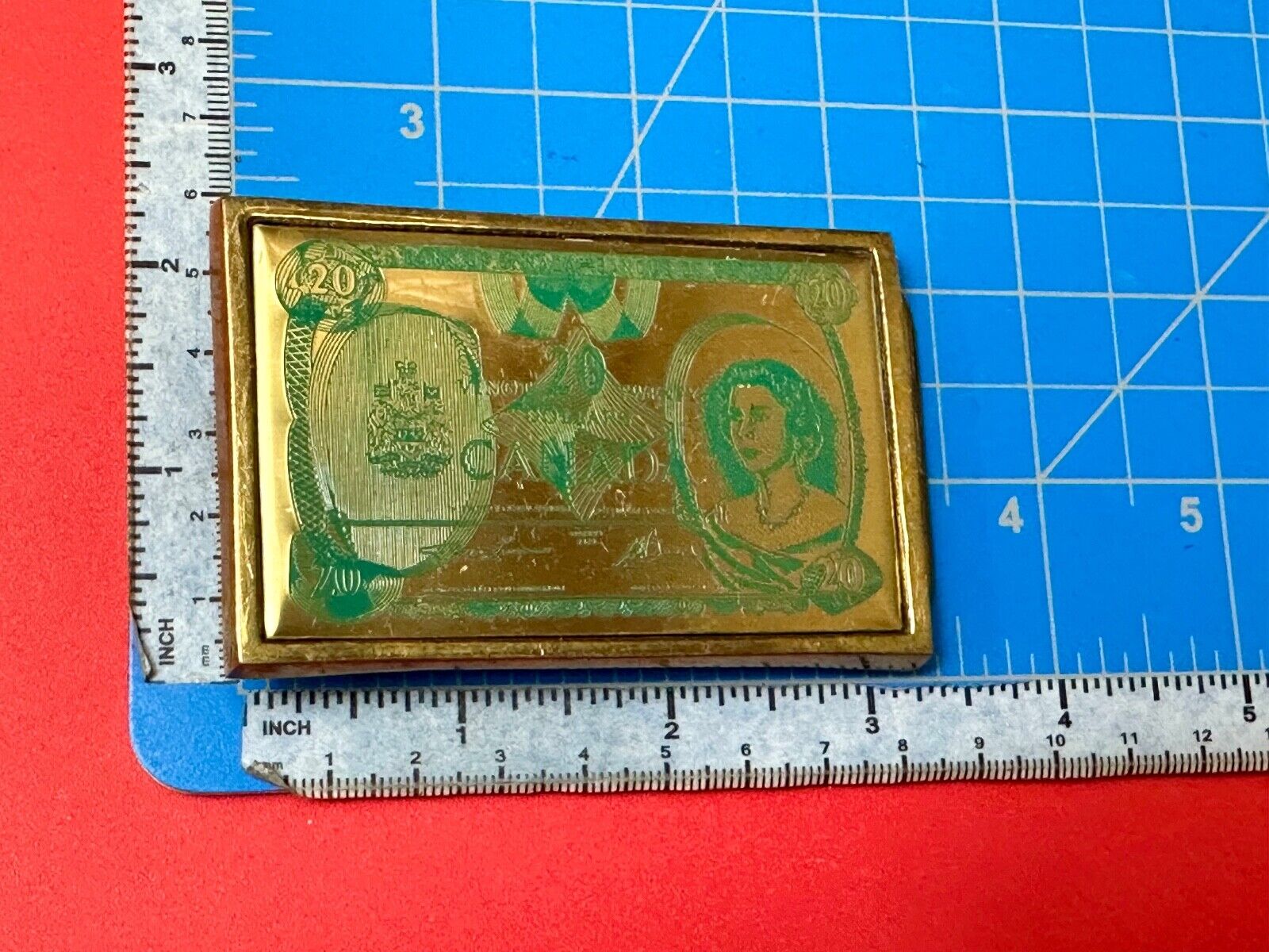 Twenty Dollars Canada Canadian Money Solid Brass Vintage 1983 Belt Buckle by NAP