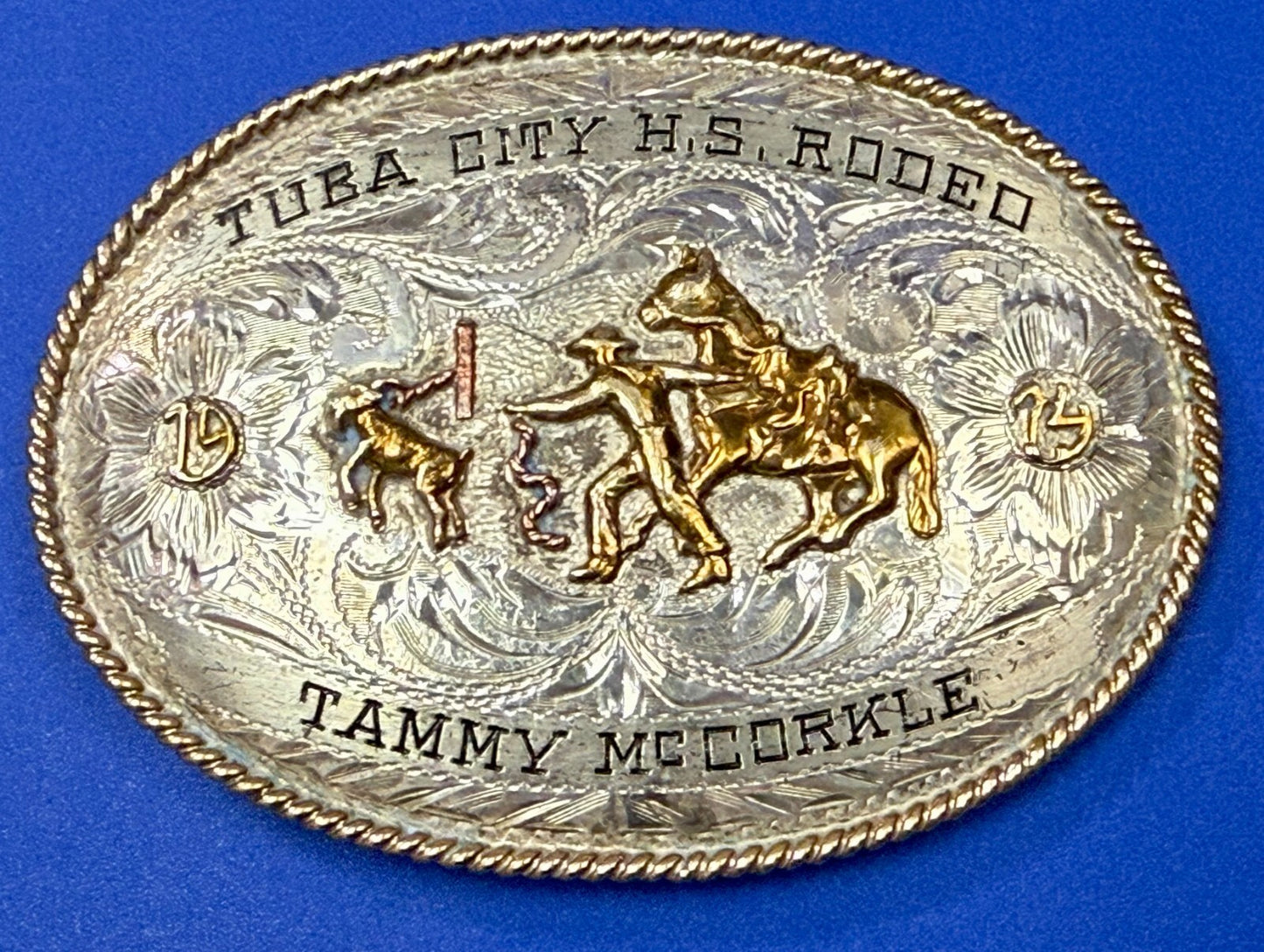Tuba City High School Rodeo B-K Silversmiths Award Trophy Belt Buckle