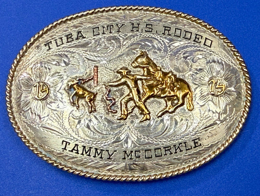 Tuba City High School Rodeo B-K Silversmiths Award Trophy Belt Buckle
