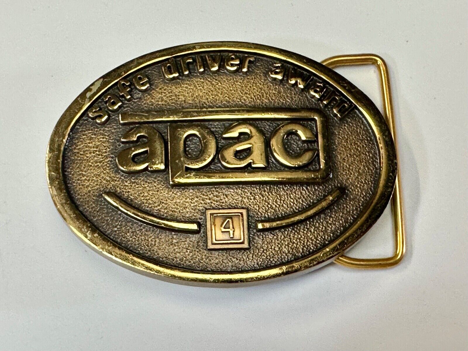 APAC Safe Driver Award belt buckle with 4 year pin by Jostens