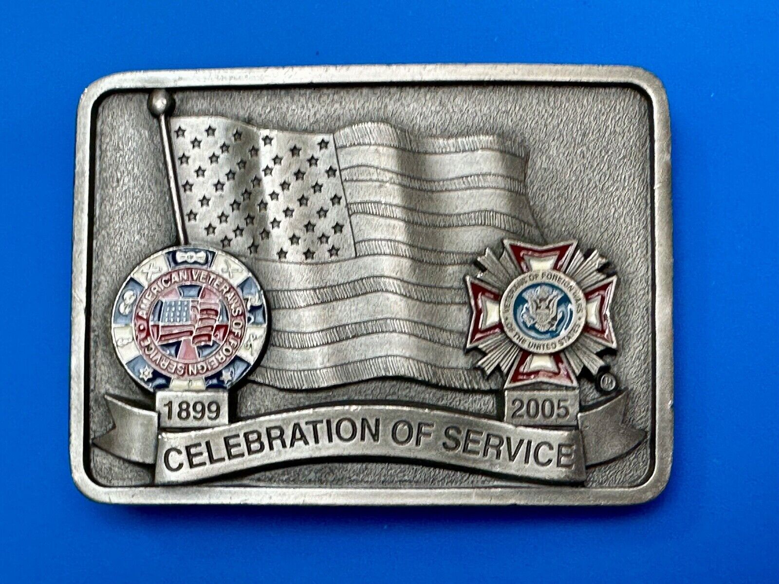 Veterans of foreign wars Celebration of Service Vintage Belt Buckle  1899 - 2005