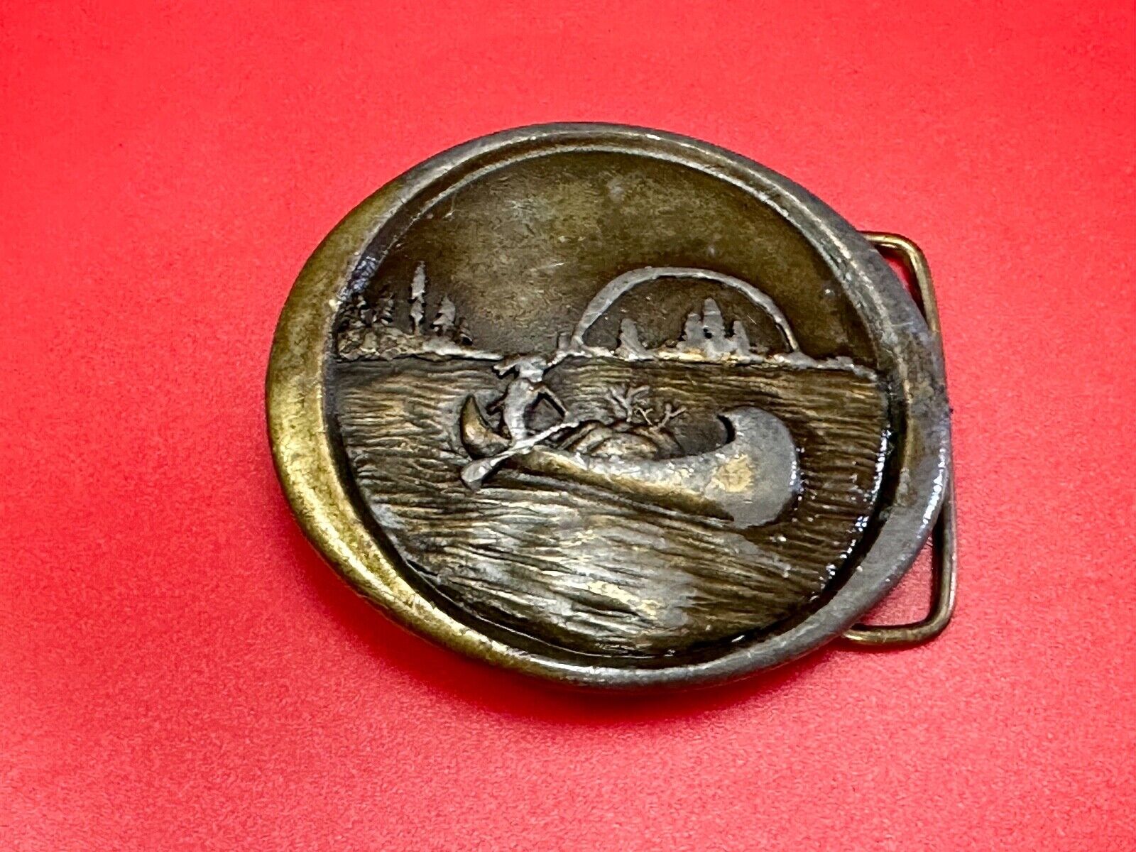 Vintage 1976 Native American Indian,  Indiana Metal Craft belt buckle  W-99