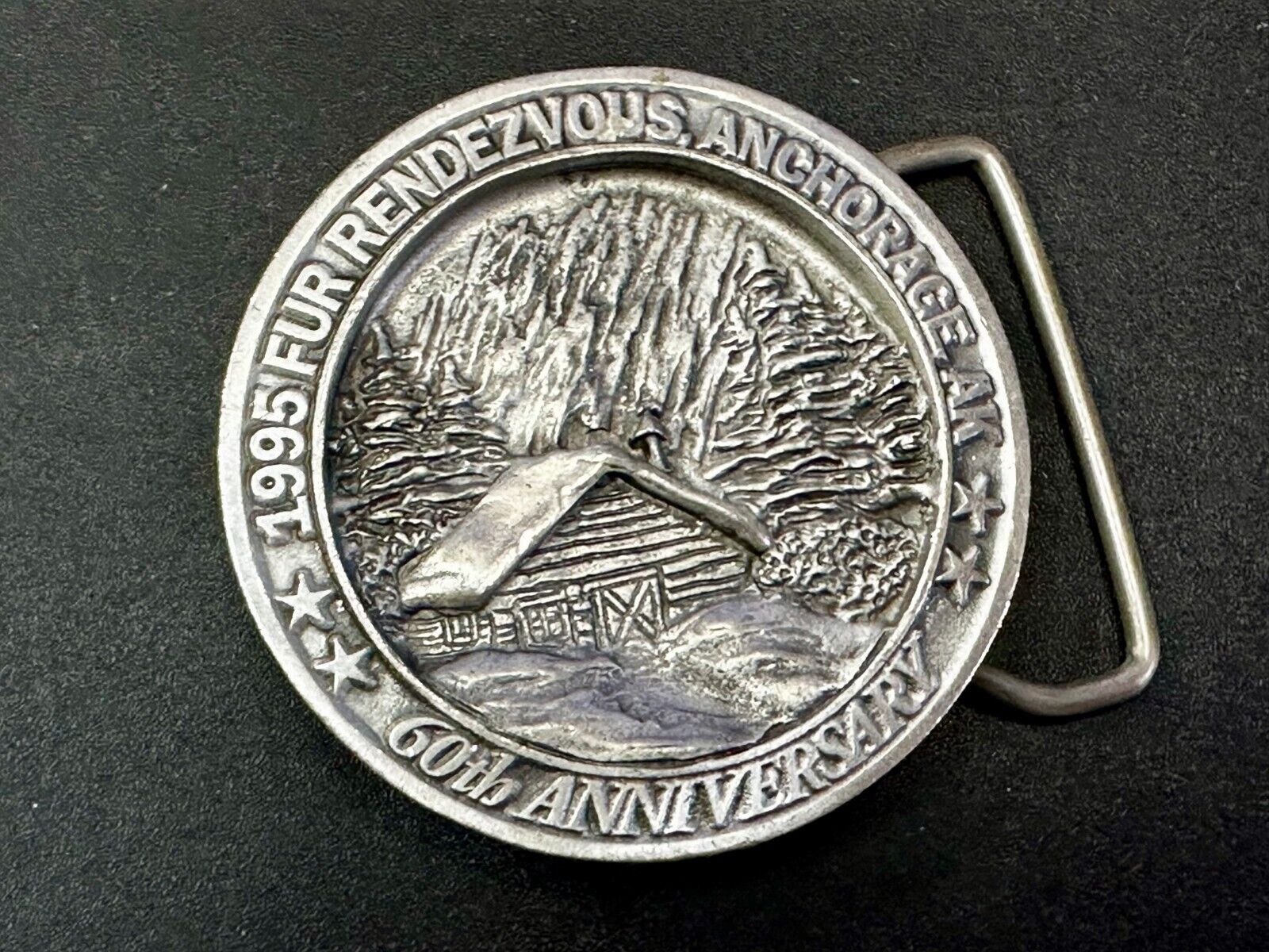 1995 FUR Rendezvous Anchorage Alaska Festival 60Th Anniversary Belt Buckle