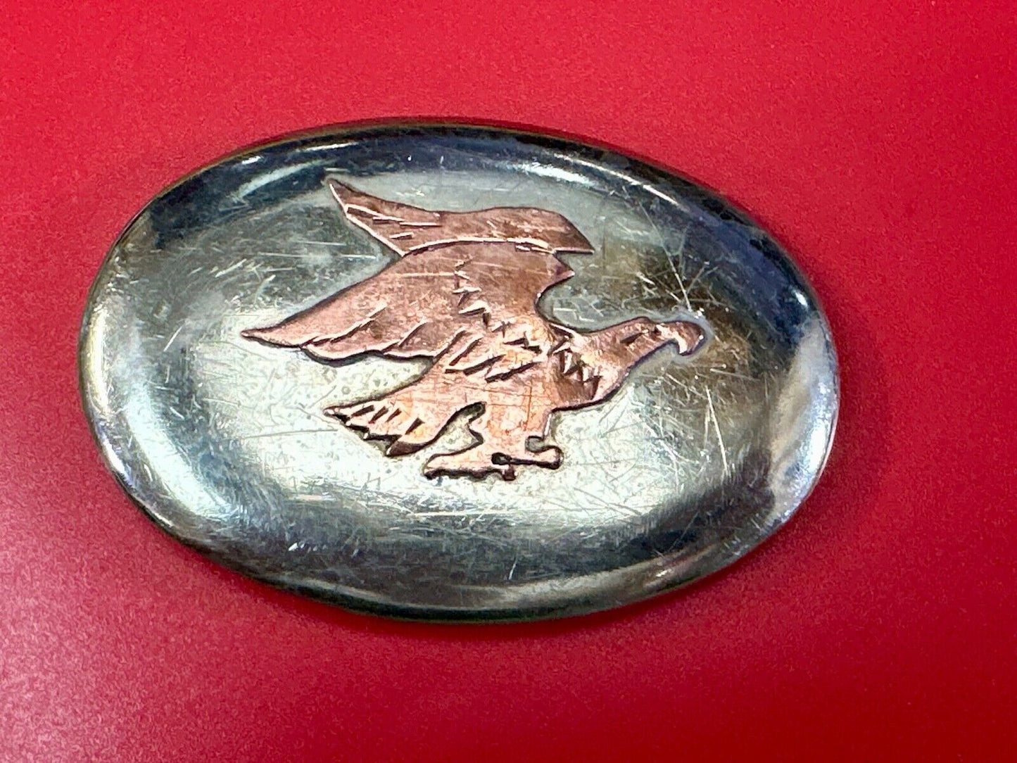 Flying Diving Hunting Patriotic EAGLE on Western two tone oval belt buckle