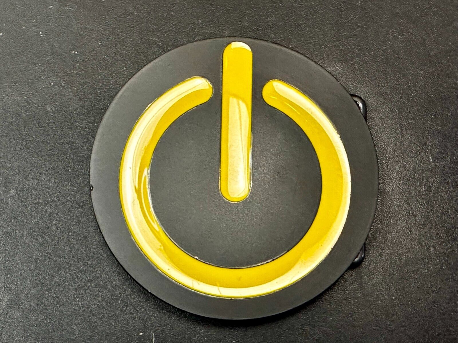 Power On Off Button Shutdown Electronics Computer Yellow Black Color Belt Buckle