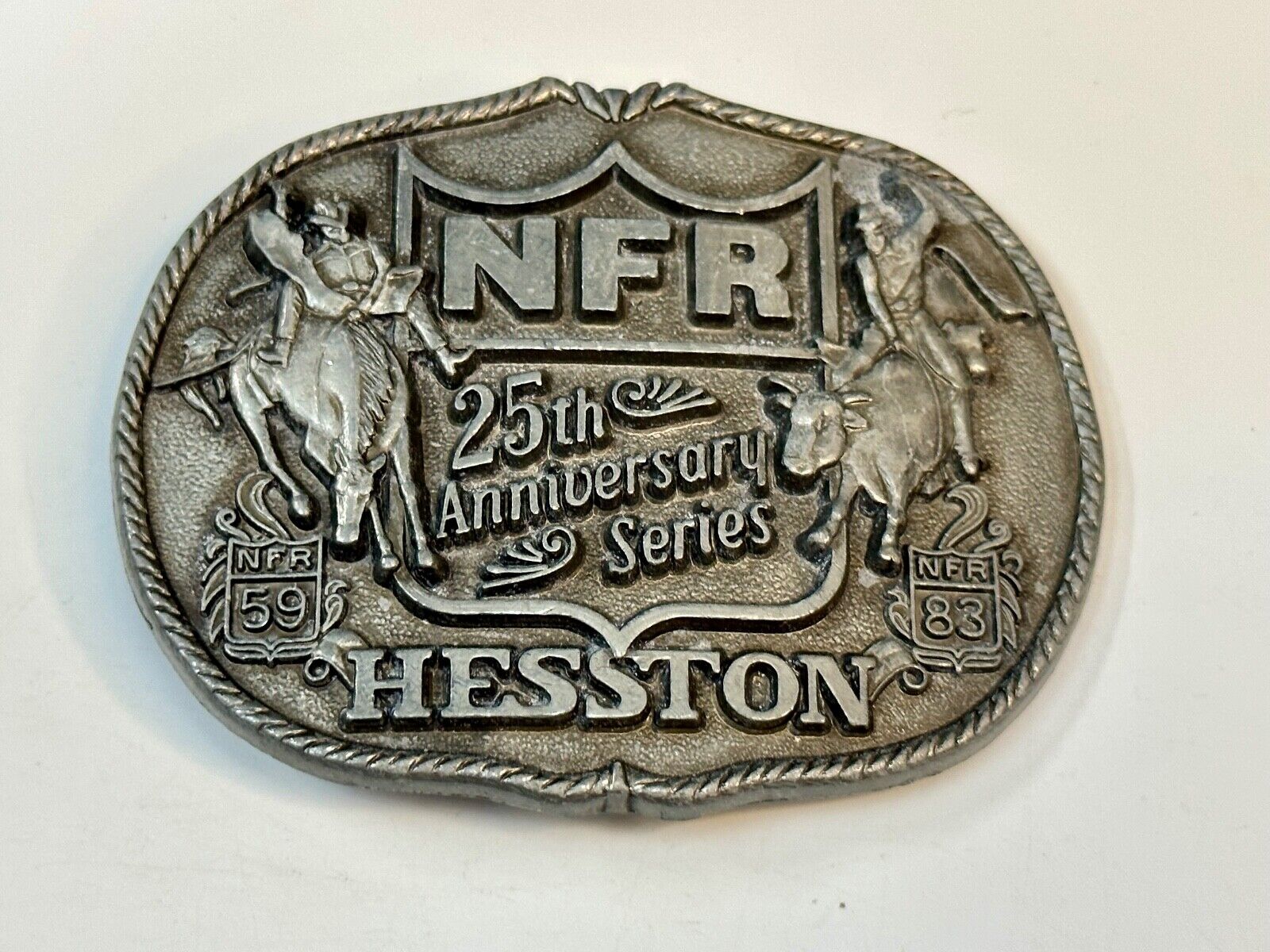 1983 HESSTON Belt Buckle NFR 25th Anniversary First Edition Limited Rodeo