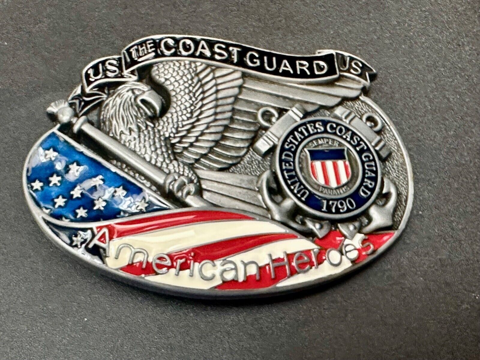 US Coast Guard America's Heroes - since 1790 Patriotic United States belt buckle