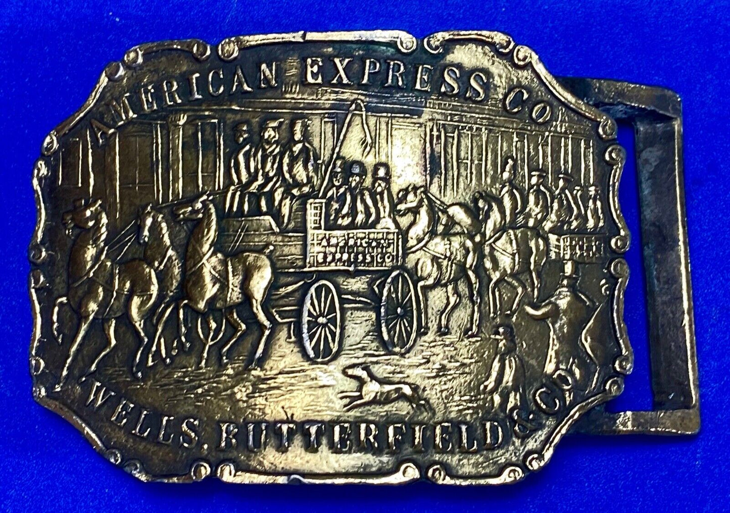 American Express Co Wells Butterfield & Co Vintage belt buckle marked NYC