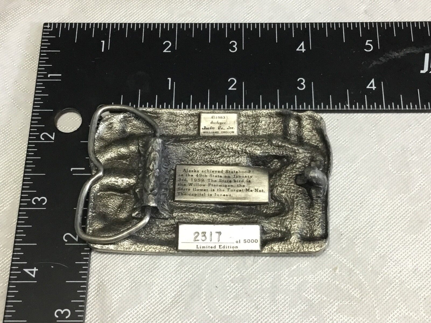 Alaska 25 Years Statehood Solid Pewter Vintage 1973 Siskiyou Belt Buckle