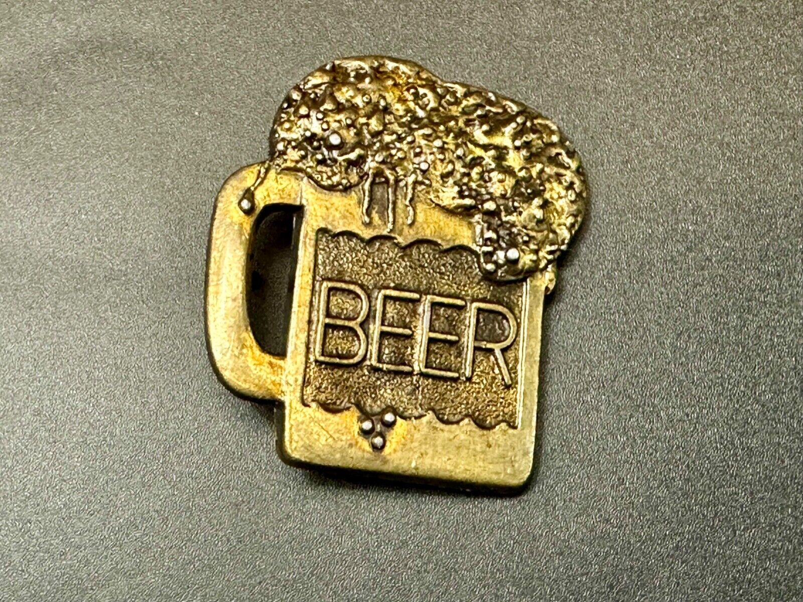 BEER mug - Suds flowing over Vintage cutout shaped belt buckle