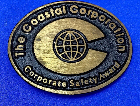The Coastal Corporation Safety Award solid brass dynabuckle belt buckle