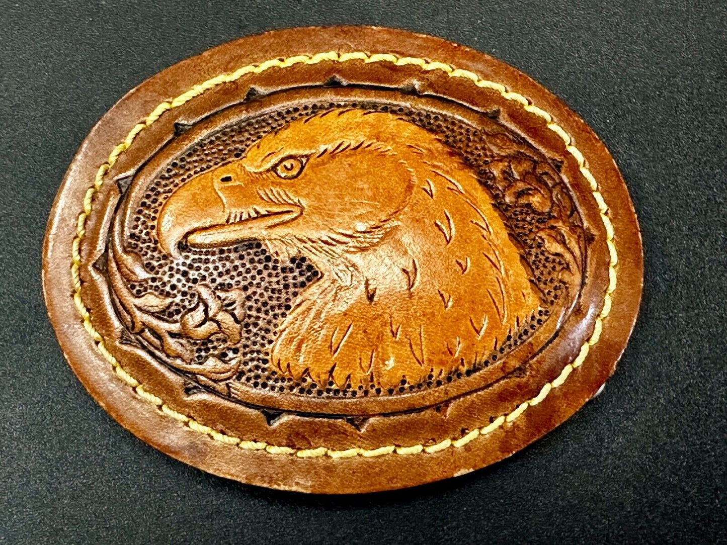 Artisan American Bald Eagle Vintage Mixed Leather Belt Buckle