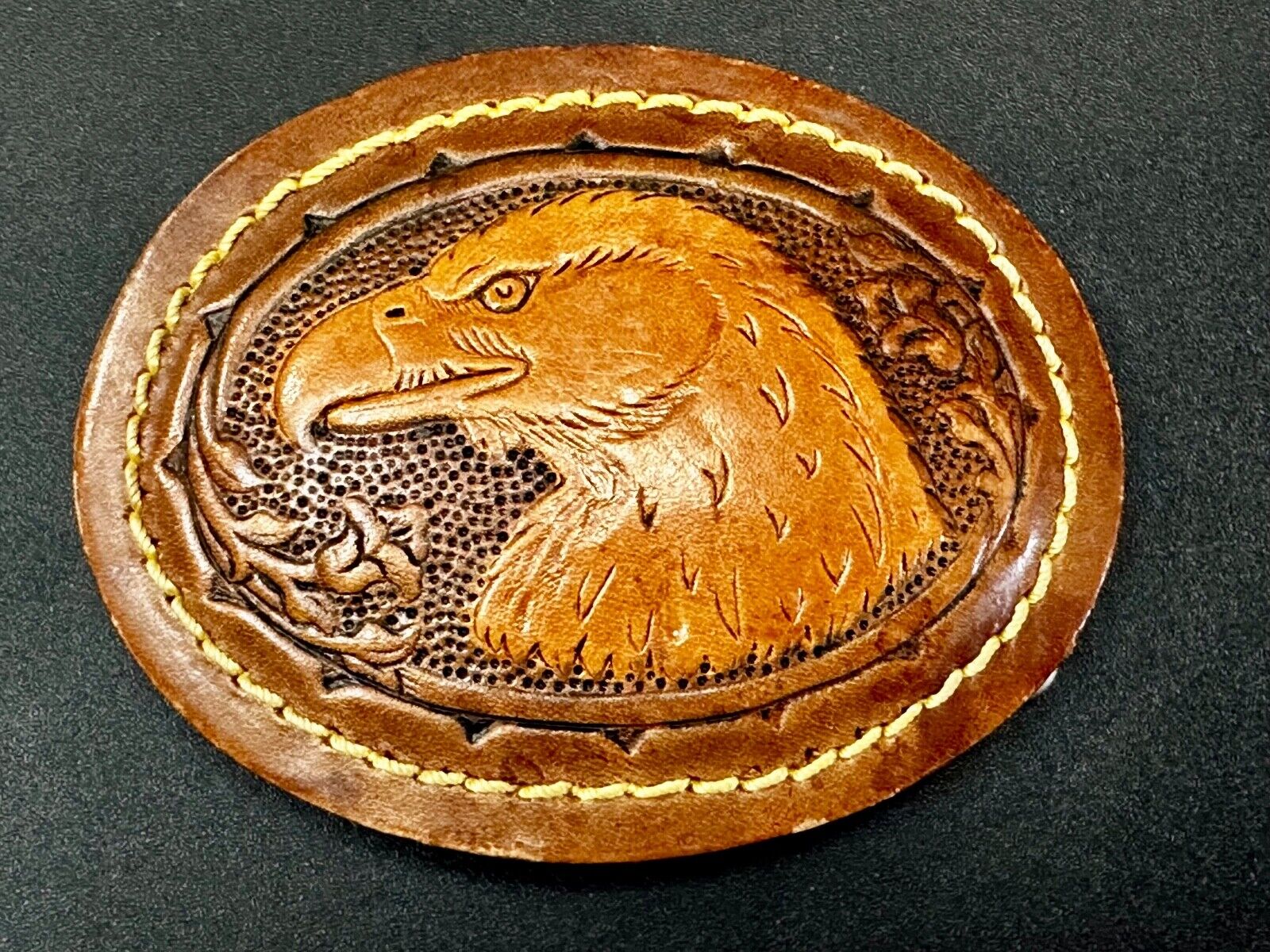 Artisan American Bald Eagle Vintage Mixed Leather Belt Buckle
