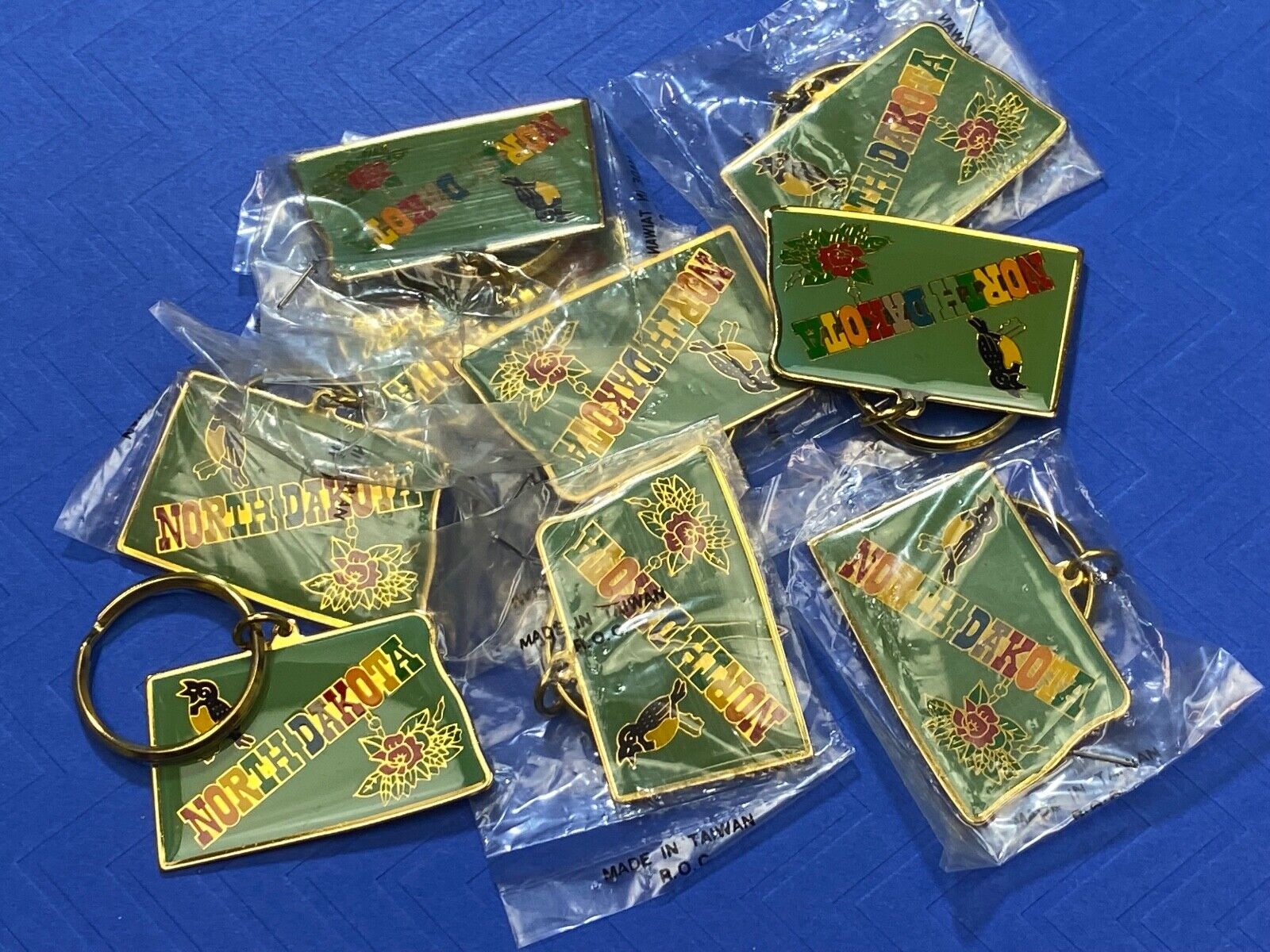 10 LOT North Dakota Souvenir Keychain -Key Ring Chain Resale Pack wholesale pack