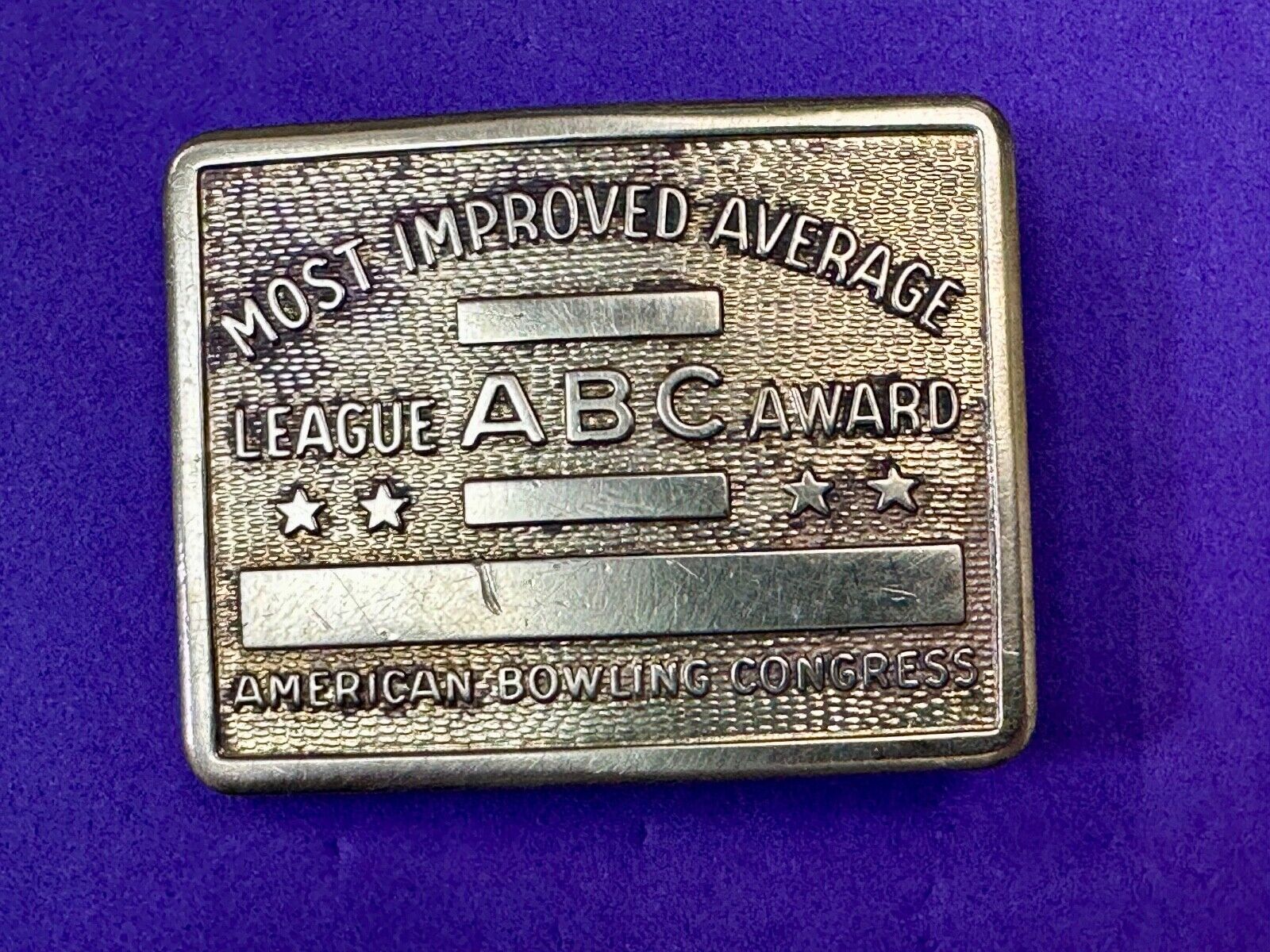 American Bowling Congress BLANK ENGRAVABLE Belt Buckle  Most Improved Average