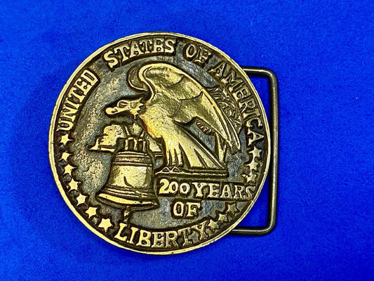 United States Of America 200 Years Of Liberty Eagle Coin Shaped Belt Buckle 