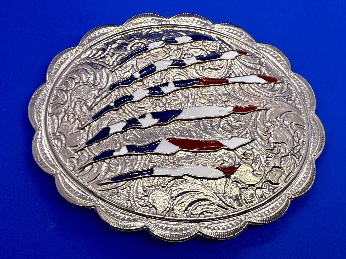 United States of America Flag Sliced Pattern on Western Belt Buckle by Shyanne