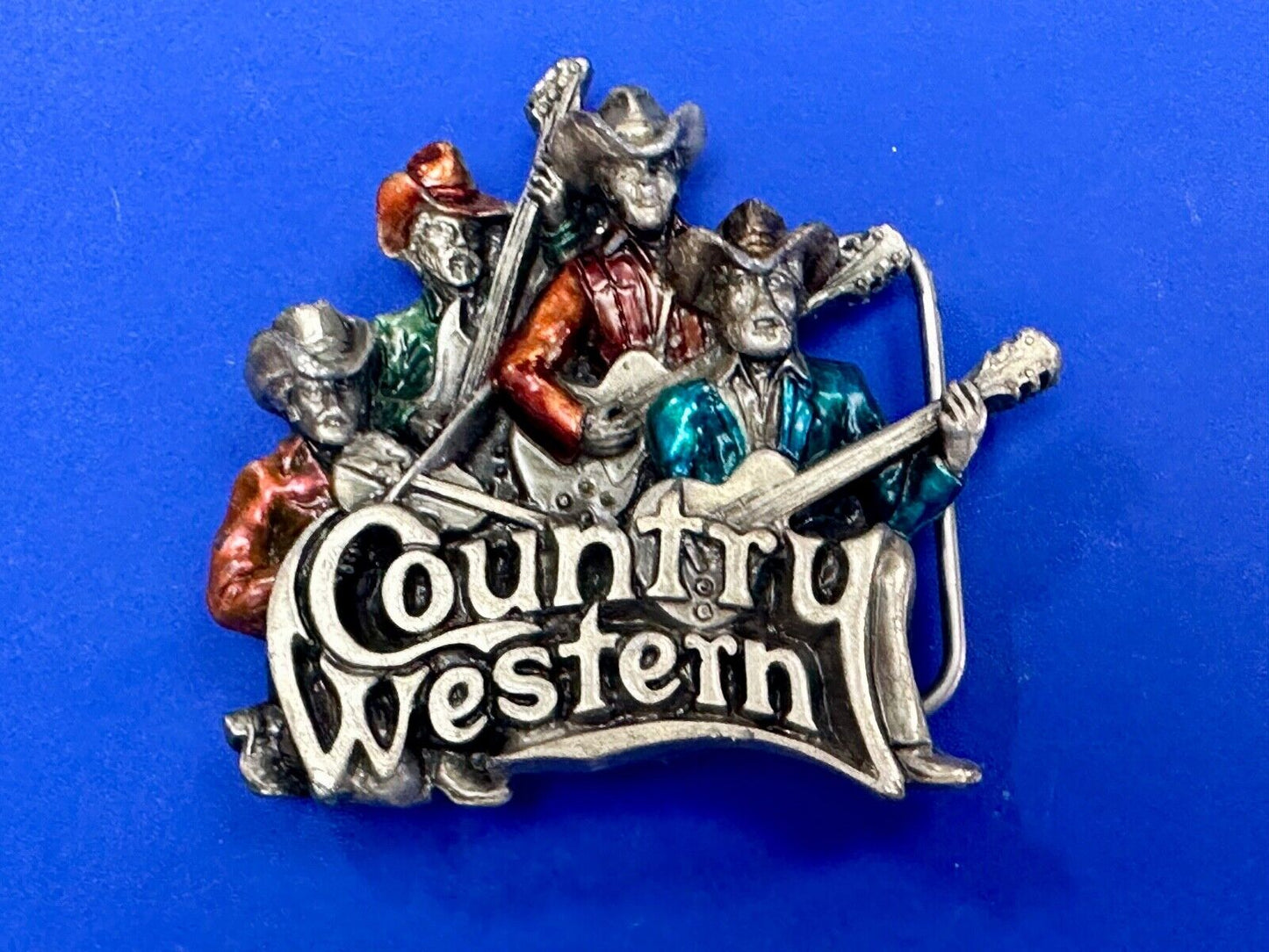 Vintage 1981 Enamel Country & Western Bergamot Brassworks Belt Buckle T-96
