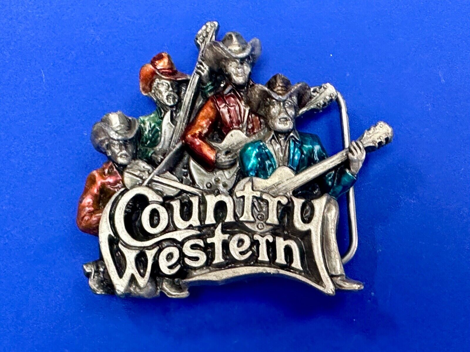 Vintage 1981 Enamel Country & Western Bergamot Brassworks Belt Buckle T-96