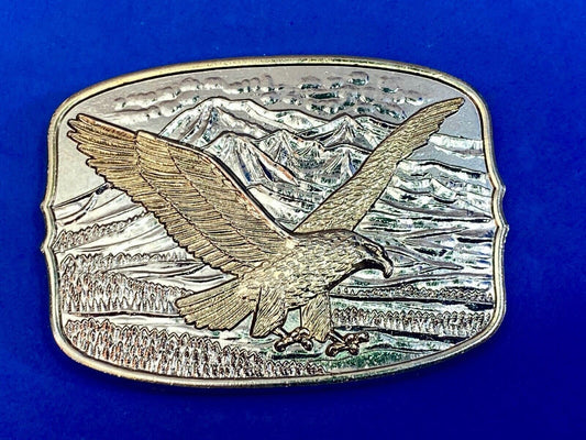 American Eagle Against Mountains Metal Numbered Belt Buckle Country Western