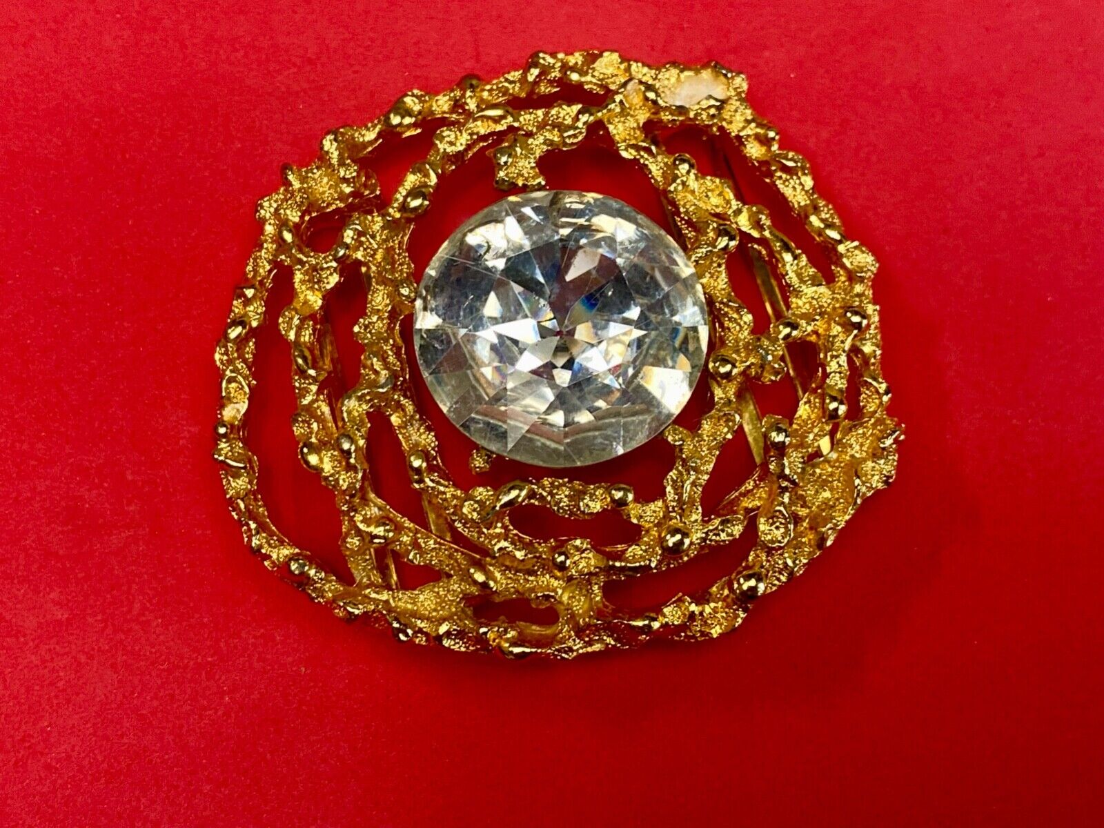 Beautiful retro gold tone see through abstract -Faux stone, belt slide or buckle