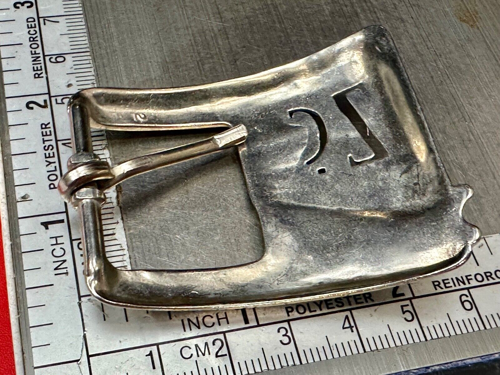 Vintage Letters Initials SZ silver tone cutout belt buckle
