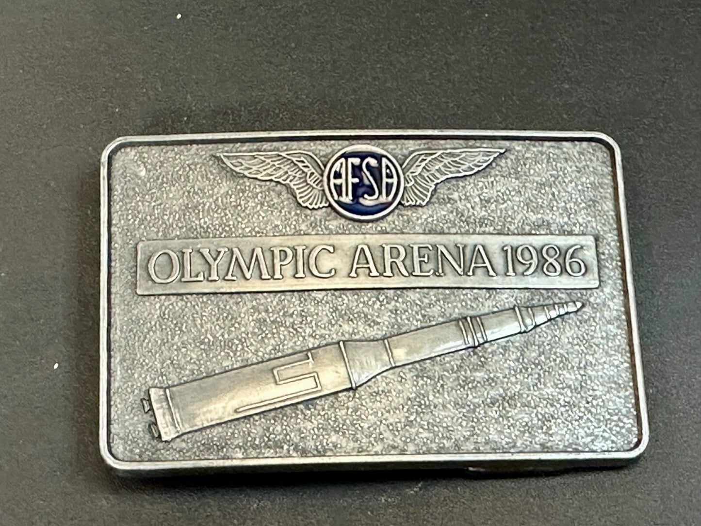 AFSA Air Force Sergeants Association Olympic Arena 1986 Rocket Belt Buckle