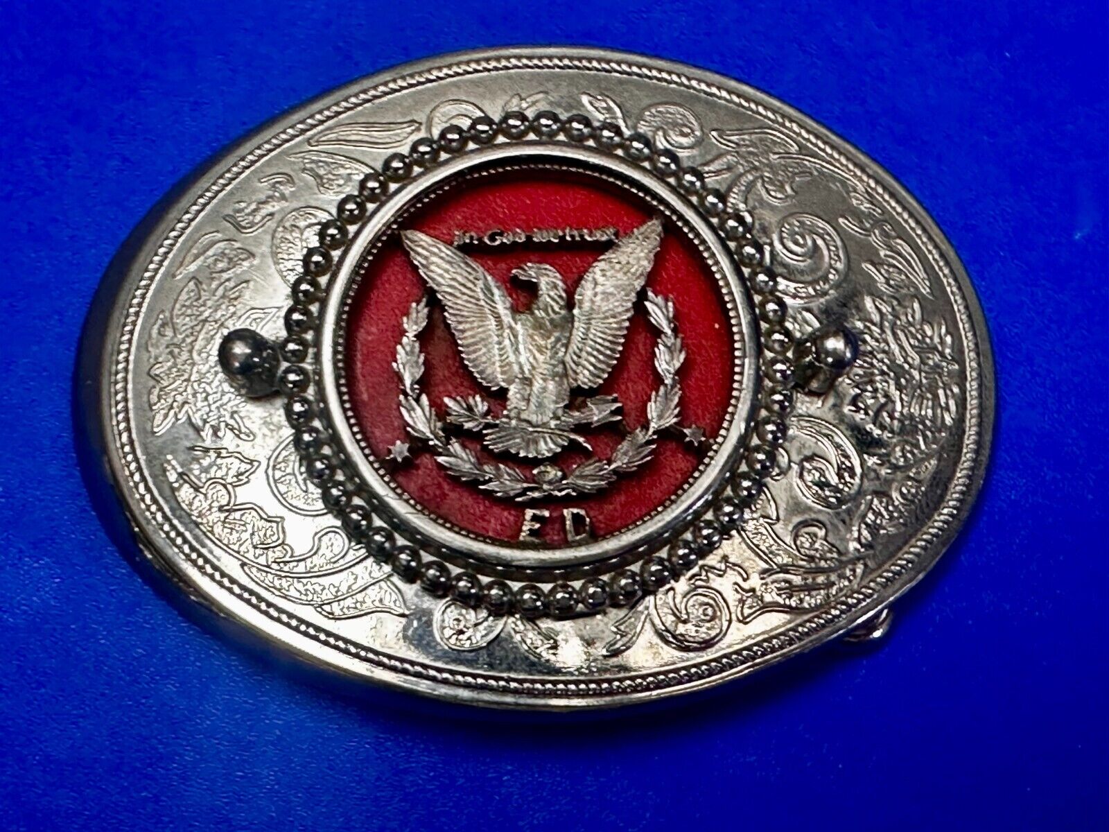 United States of America Flying Eagle Belt Buckle - Use For Silver Dollar Coin