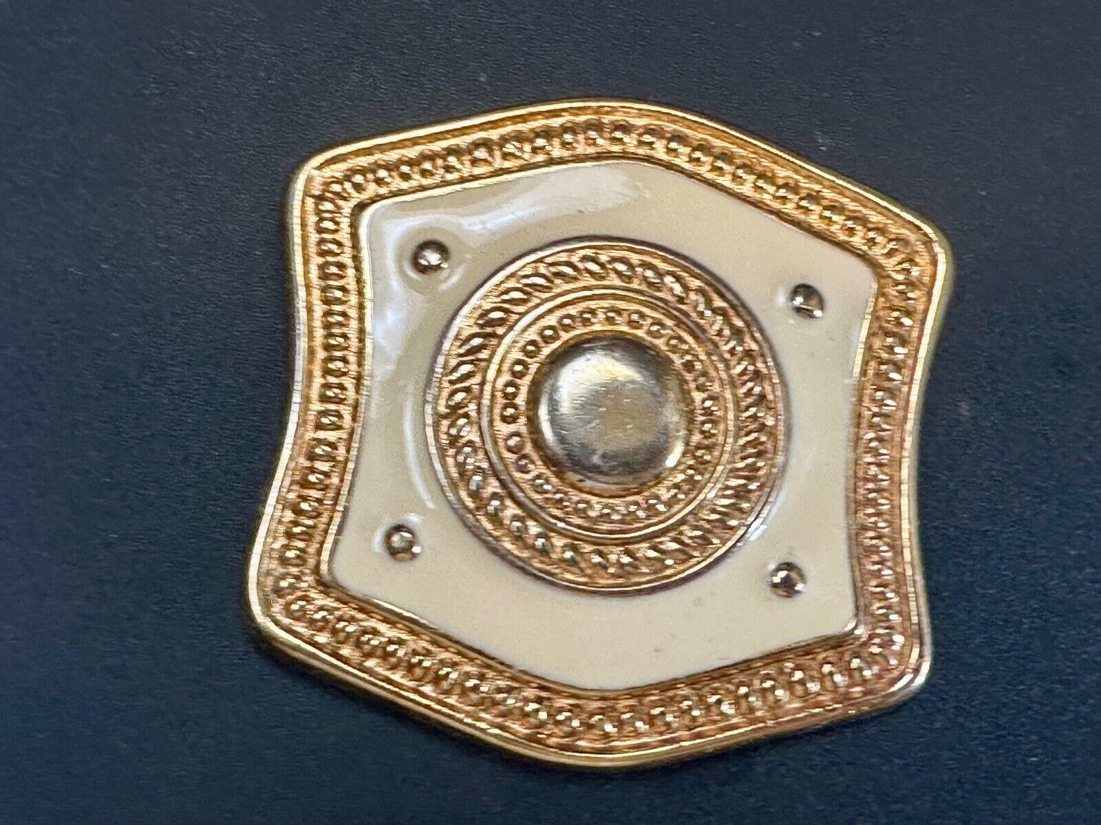 80's retro gold & cream color scarf slide