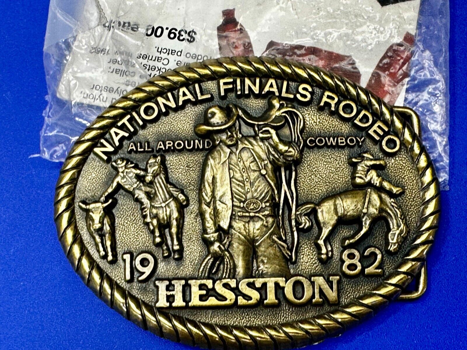 1982 Hesston National Finals Rodeo NFR Cowboys NOS Western Adult Belt Buckle