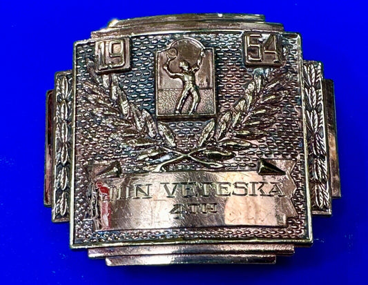 1954 Tennis Trophy Match 4th place Award Dress vintage belt buckle