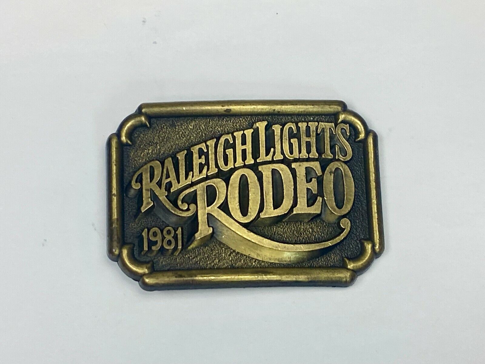 Vintage 1981 Raleigh Lights Rodeo Tobacco Company Advertising Belt Buckle