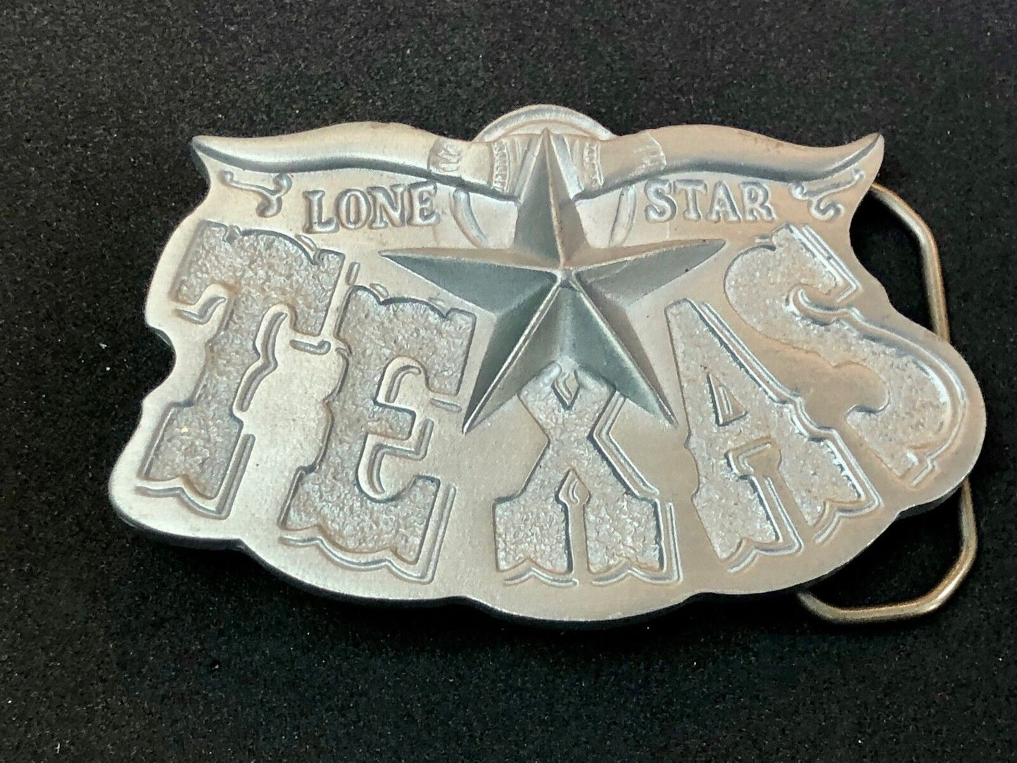 Vintage Great American Buckle Co Tx Texas Lone Star State - Long Horn Cowboy 