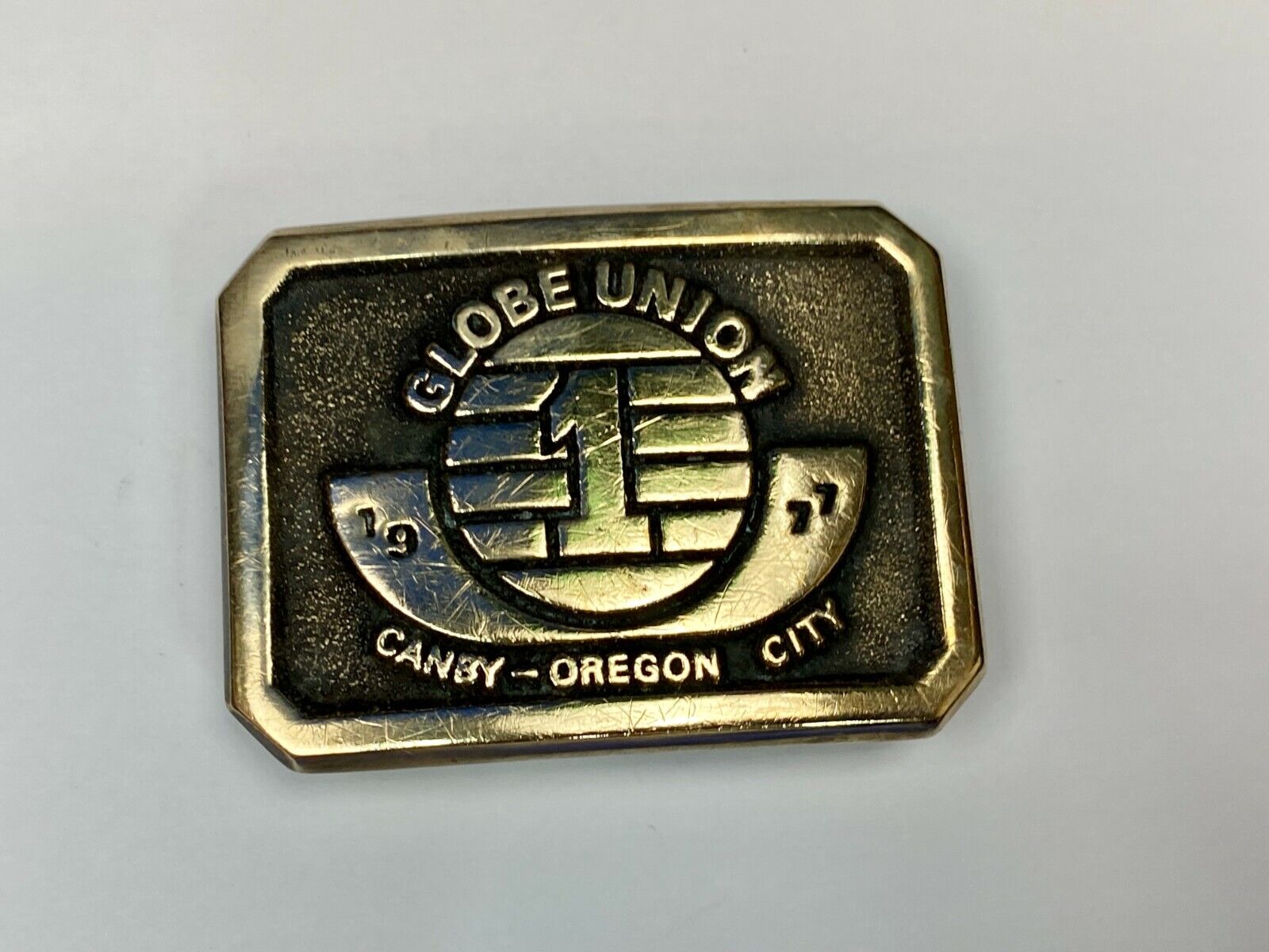 1977 Globe Union Canby Oregon City Commemorative Sandcast Bronze Belt Buckle