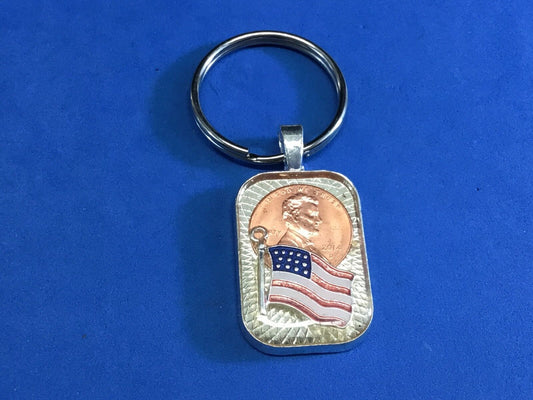 2014 penny - American flag under casing  - United States custom KEYCHAIN  