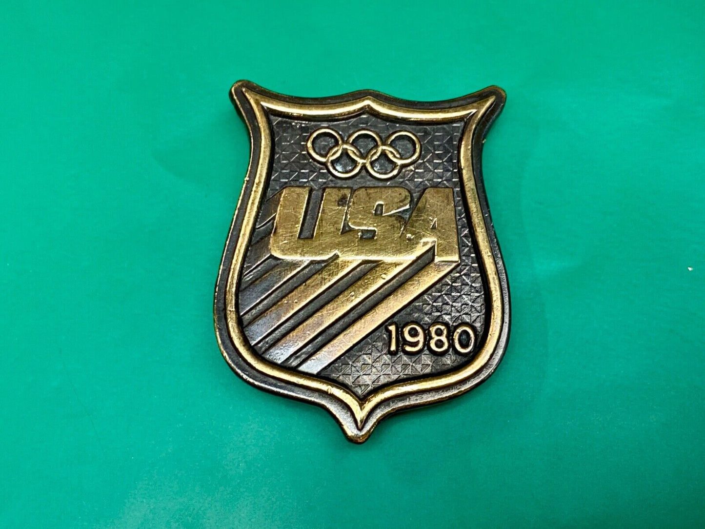 1980 Olympic Winter Games commemorative BELT BUCKLE by Bergamot Brass Works