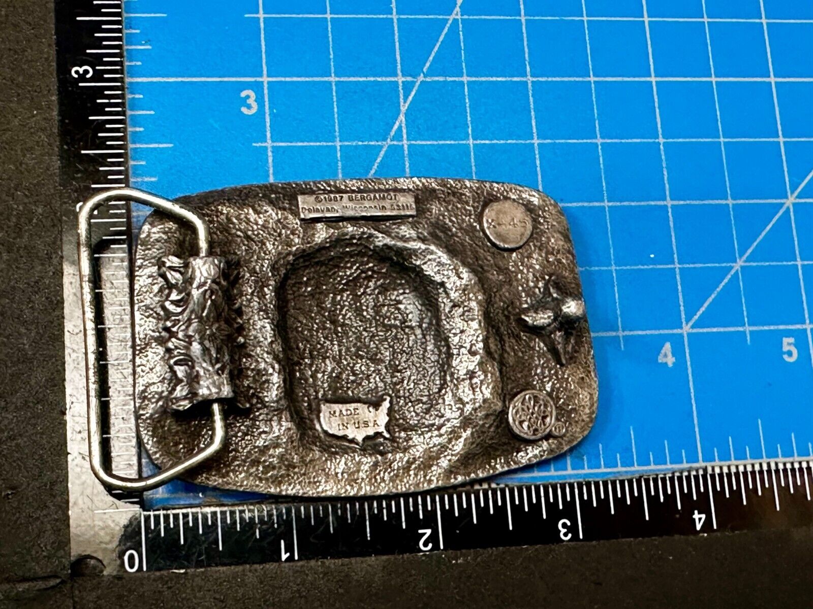 Train Engine through Tunnel RailRoad RR Vintage 1987 Bergamot Belt Buckle