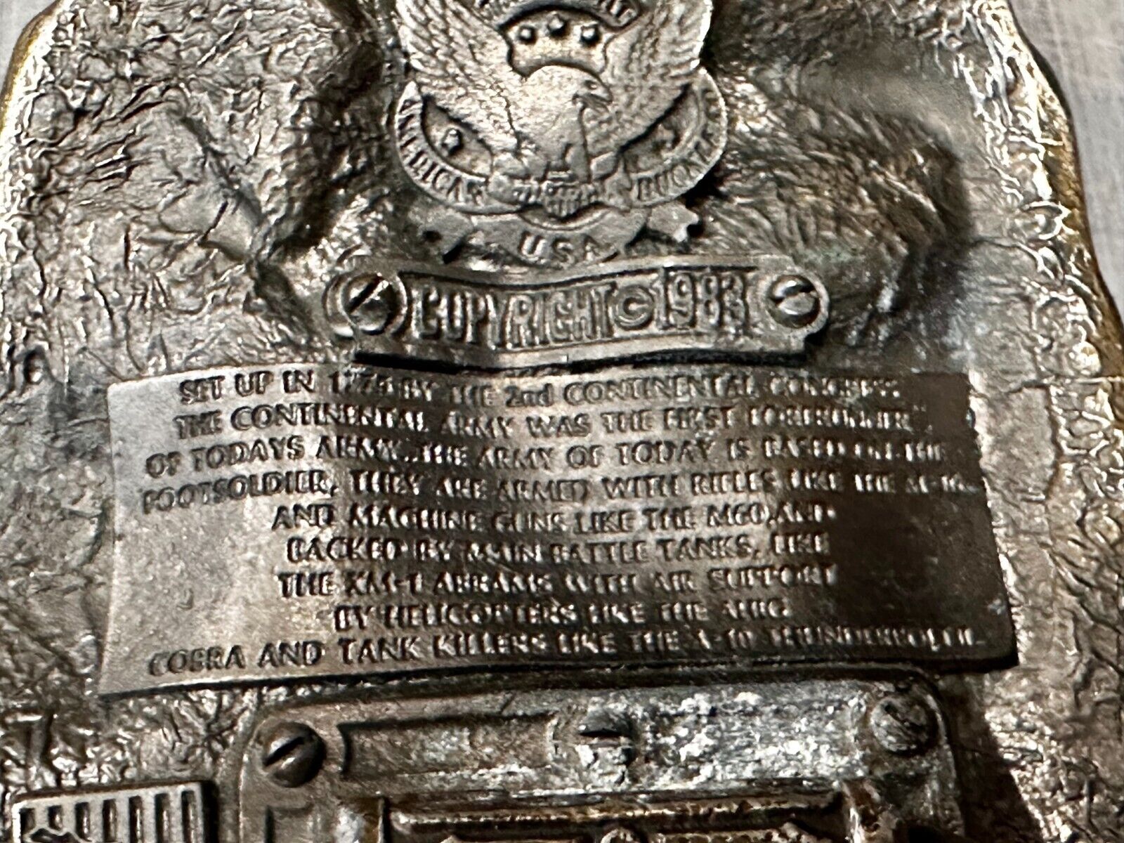 US Army Fire Power The Great American Buckle company Vintage Tank Helicopter