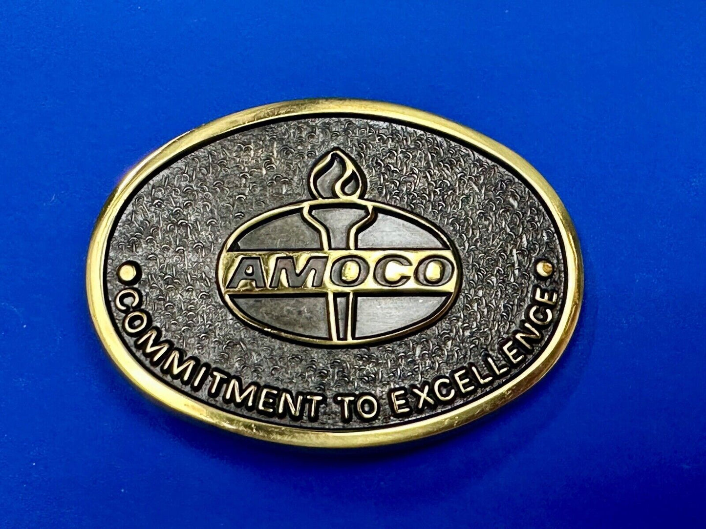 AMOCO Gas Fuel Oil - Committed to Excellence solid brass belt buckle by Jadco
