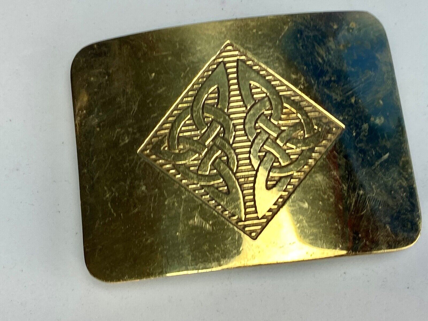 Antique Brass tone BOHO HIPPIE Ornate Lines Pattern Belt Buckle 