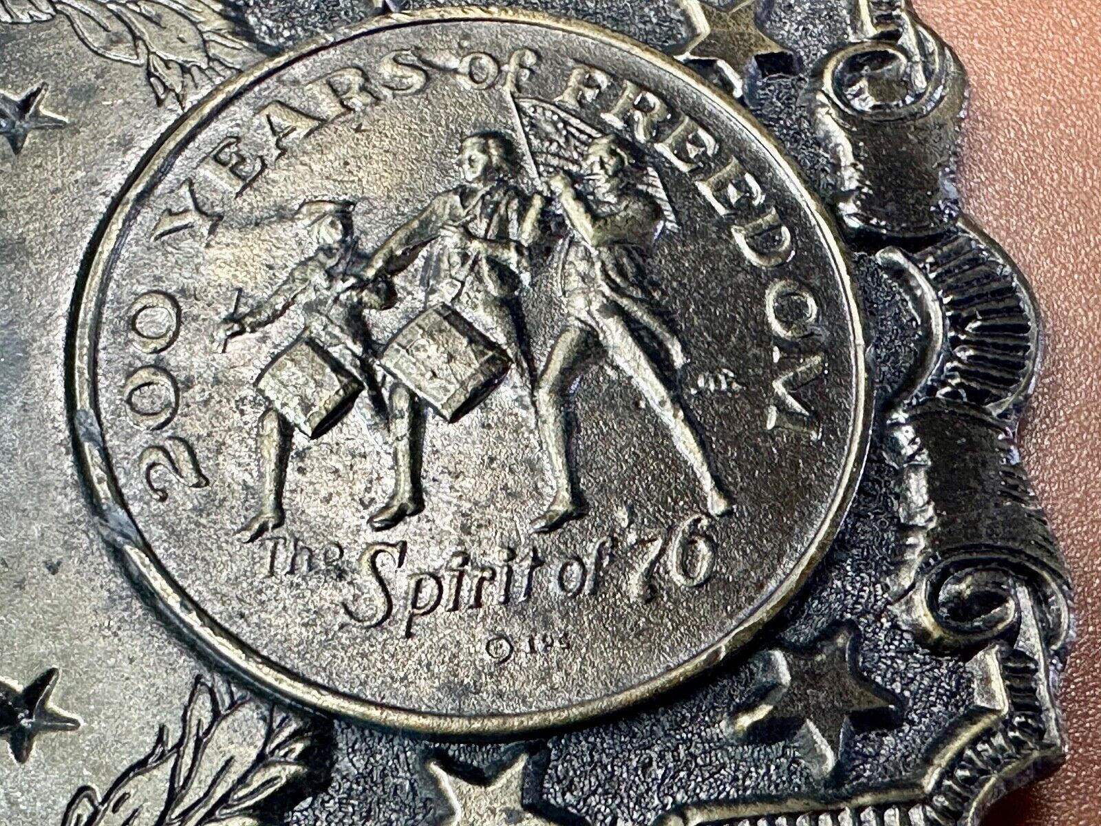 Two Coins Spirit of 76, Liberty Bell Patriotic America Vintage Lewis Belt buckle