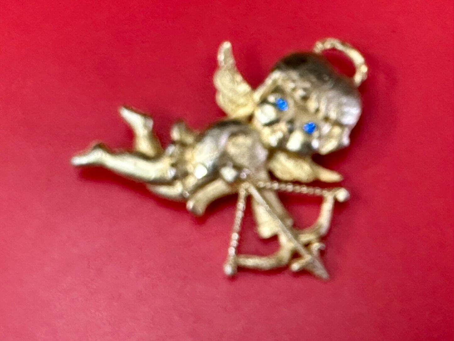 Adorable Angle Cupid w/ blue eyes! Love Arrows Mamselle signed brooch pin