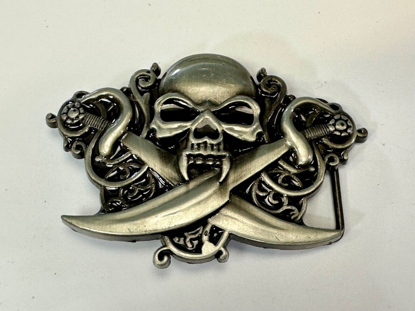 Vampire Teeth Skull - Soward's & Snakes cutout belt buckle