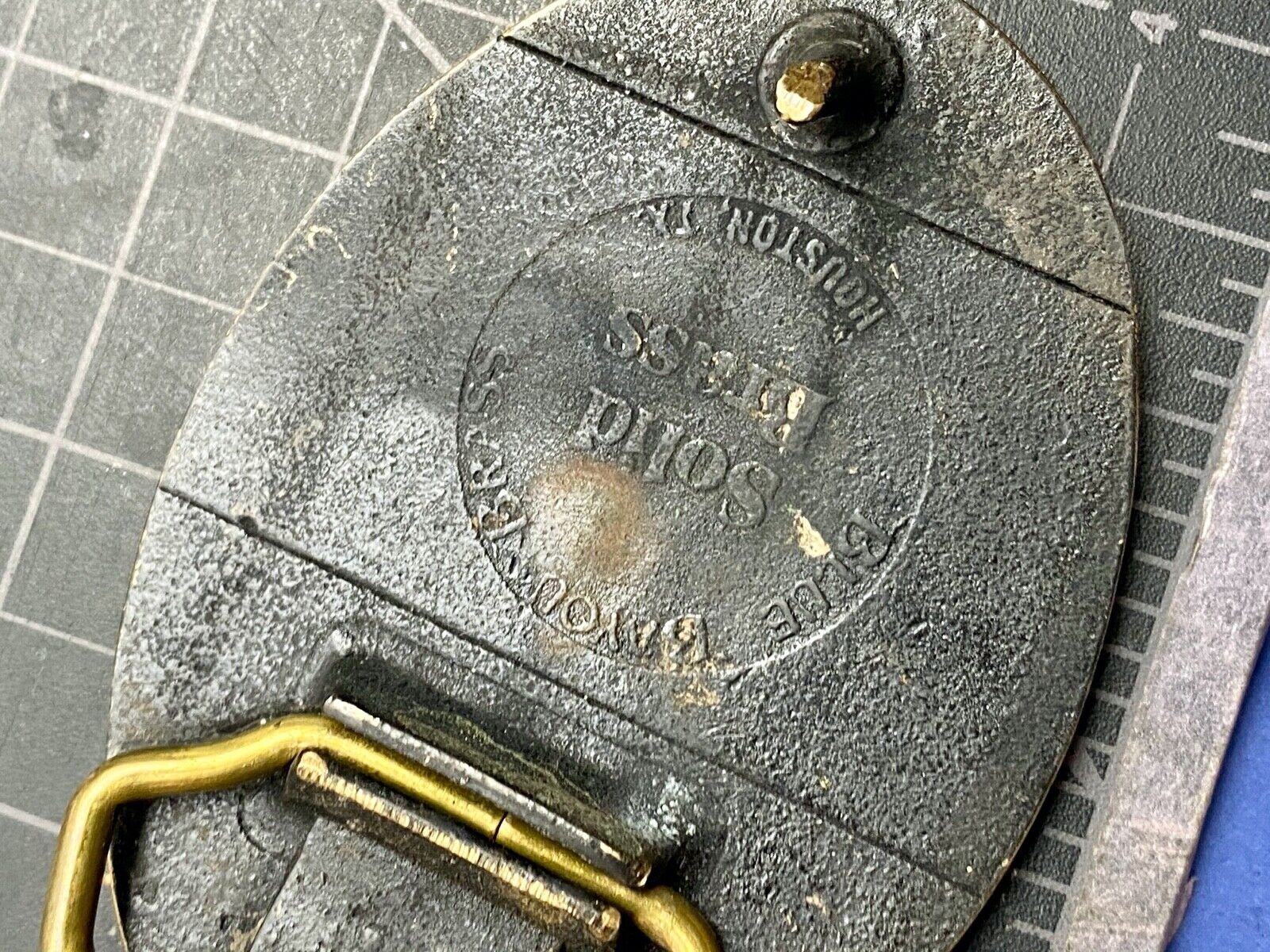 Vintage GH Numerical Control Center solid brass belt buckle by Blue Bayou 