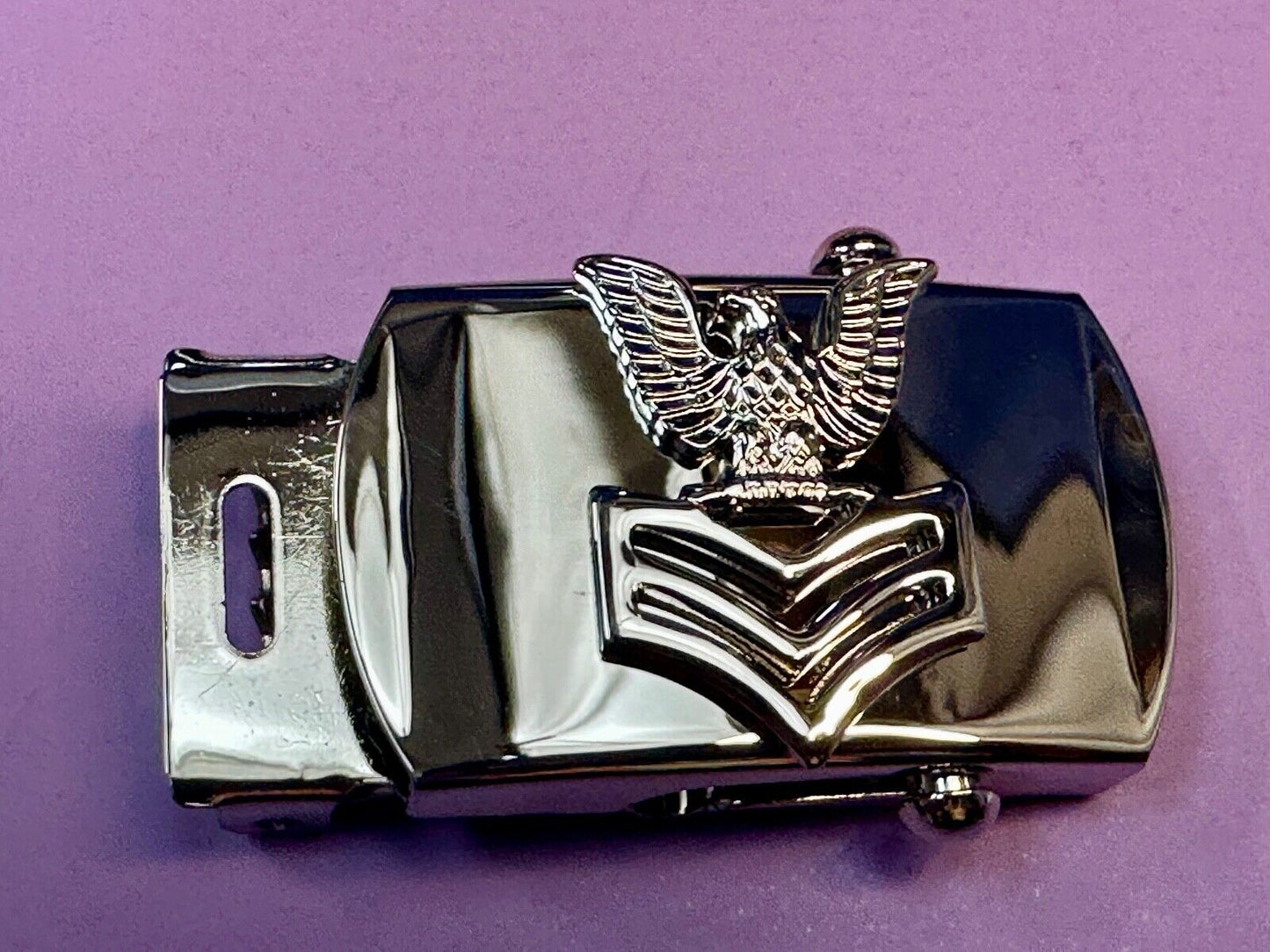 US Navy Petty Officer 1st Class Silver Brass Vanguard Belt Buckle  USN Military