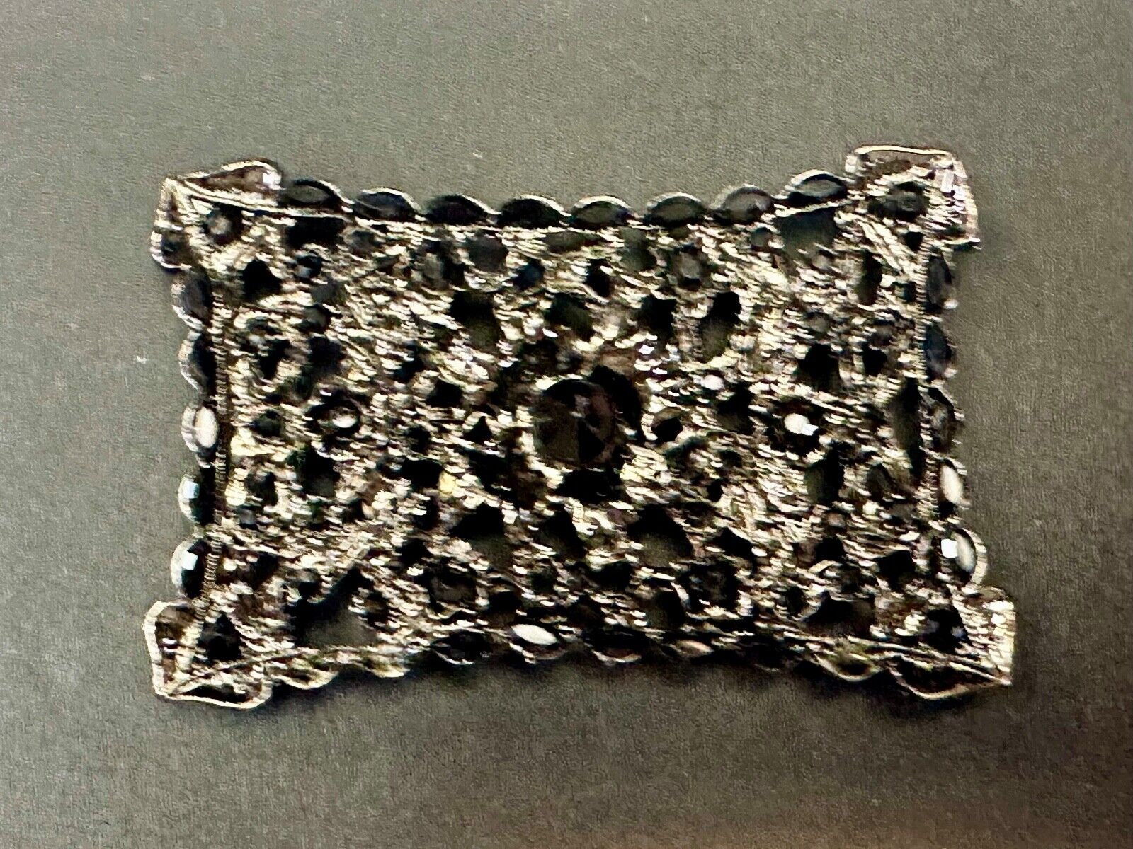 Unique black Victorian vibe black Rhinestone accented see through Belt Buckle