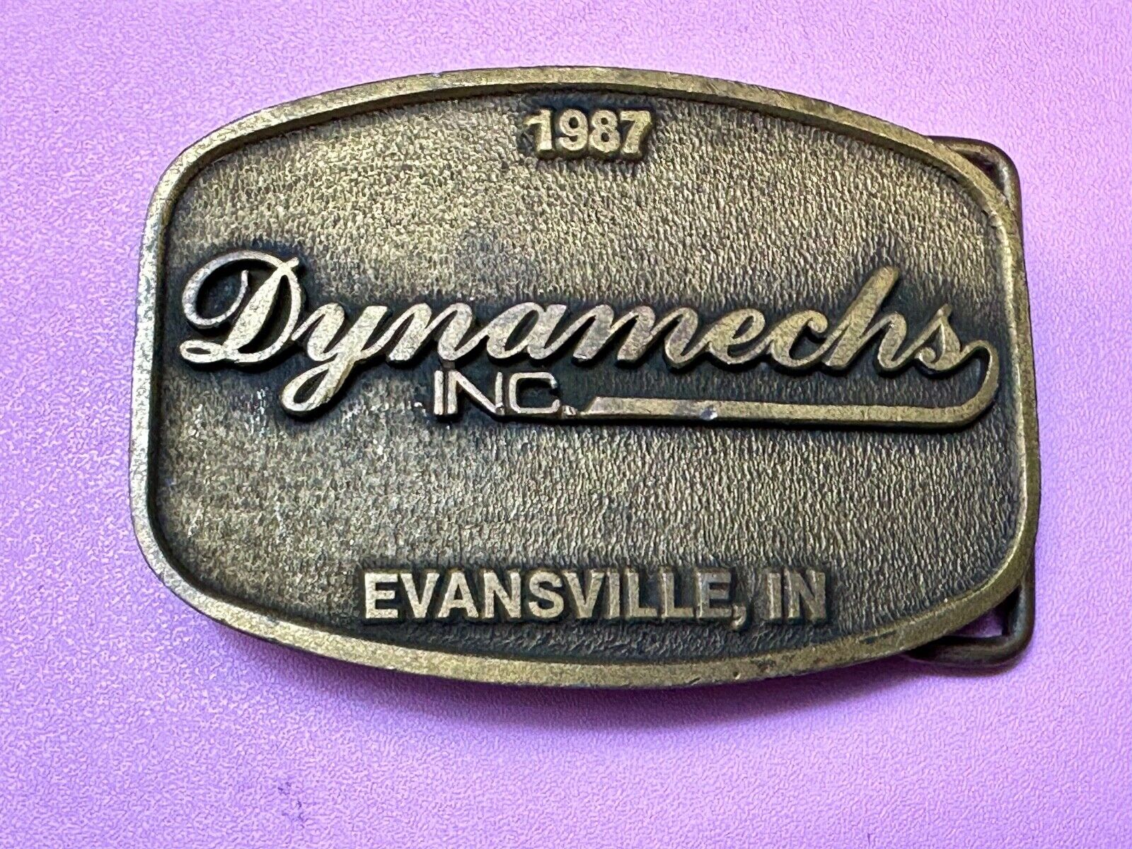 Vintage 1987 Dynamechs INC  Evansville IN Truck Service  belt buckle by CD Hit